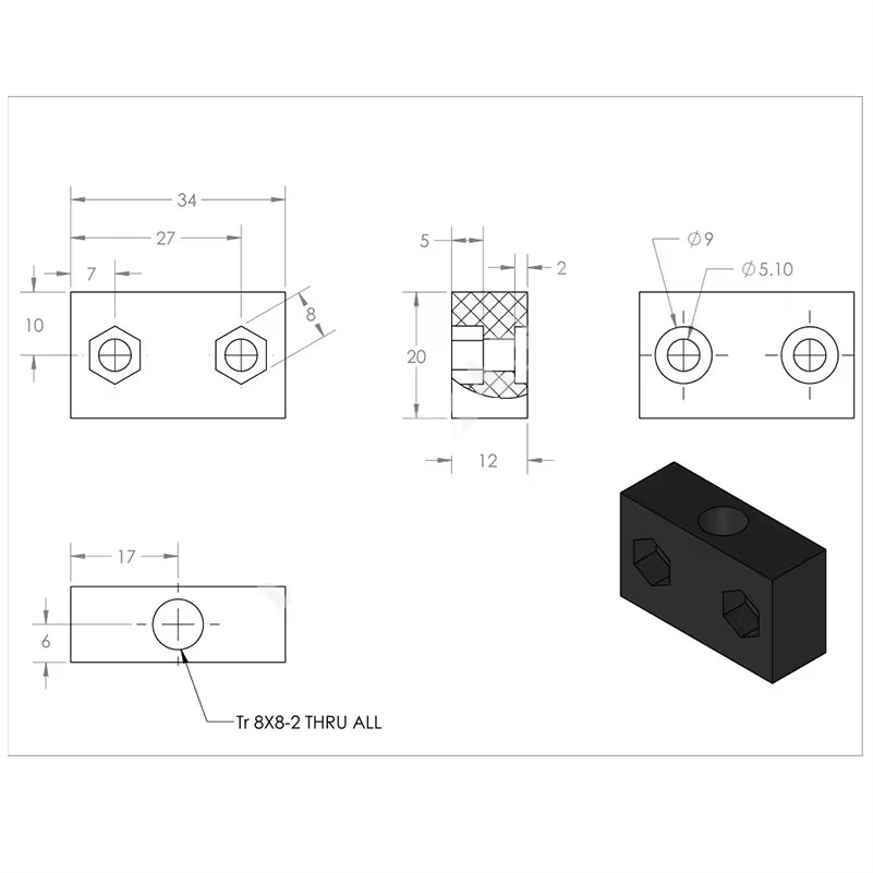 Комплект из 4 шт. гаек ACME Op – обзор и цена Linear Rod 8Mm
